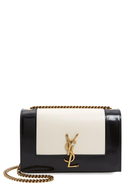 Shop Saint Laurent Small Kate Chain Crossbody Bag In Alabaster/ Nero