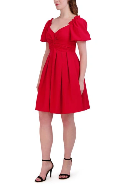 Shop Julia Jordan Knot Front Short Sleeve Dress In Apple