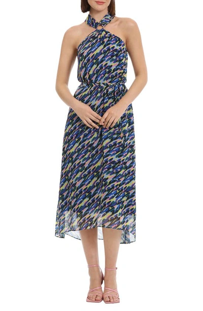 Shop Donna Morgan For Maggy Halter High-low Dress In Blue Baby True
