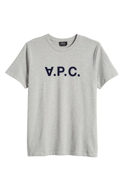 Shop Apc Logo Graphic T-shirt In Gris Chine Clair