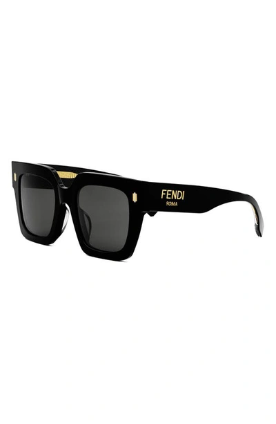 Shop Fendi Roma 50mm Square Sunglasses In Black