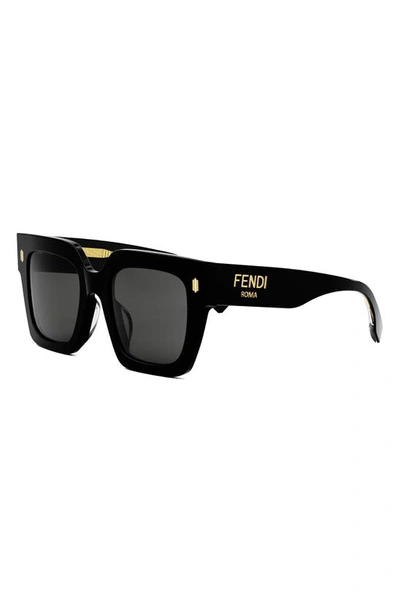 Shop Fendi The  Roma 50mm Square Sunglasses In Black