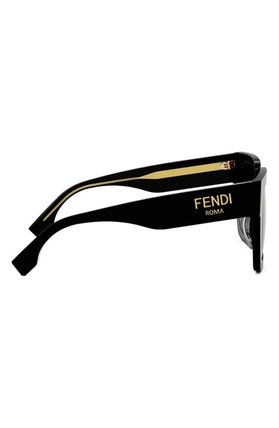 Shop Fendi The  Roma 50mm Square Sunglasses In Black