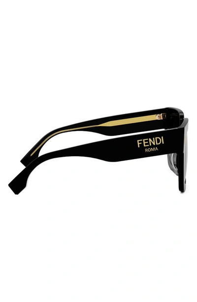 Shop Fendi Roma 50mm Square Sunglasses In Black