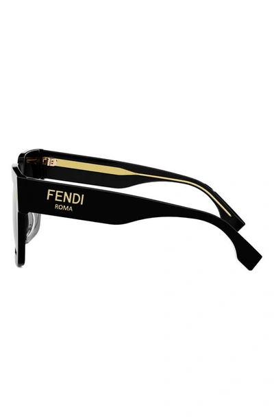 Shop Fendi The  Roma 50mm Square Sunglasses In Black