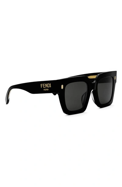 Shop Fendi Roma 50mm Square Sunglasses In Black