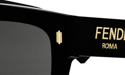 Shop Fendi The  Roma 50mm Square Sunglasses In Black