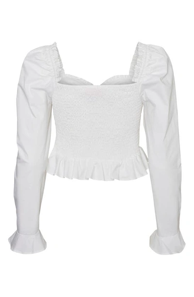 Shop Something New Kara Stretch Cotton Crop Blouse In Bright White