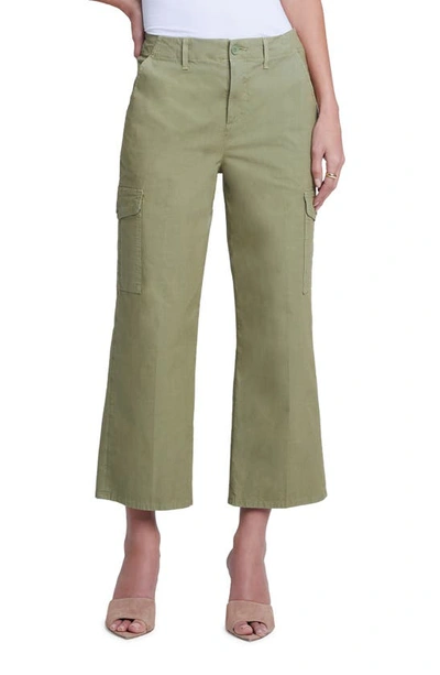 Shop L Agence Zoella Stretch Cotton Crop Cargo Pants In Soft Army
