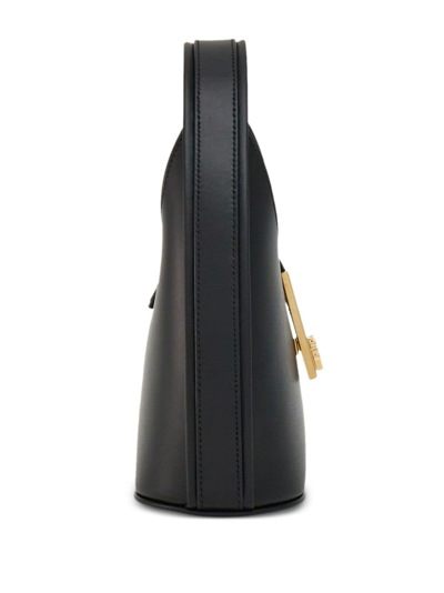 Shop Ferragamo Mini Gancini-buckle Leather Hobo Bag In Black