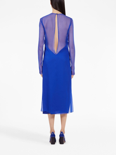 Shop Ferragamo Layered-design Silk Dress In Blue