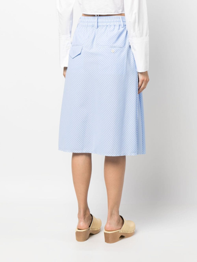 Shop Jejia Pinstripe-print Pleated Skirt In Blue