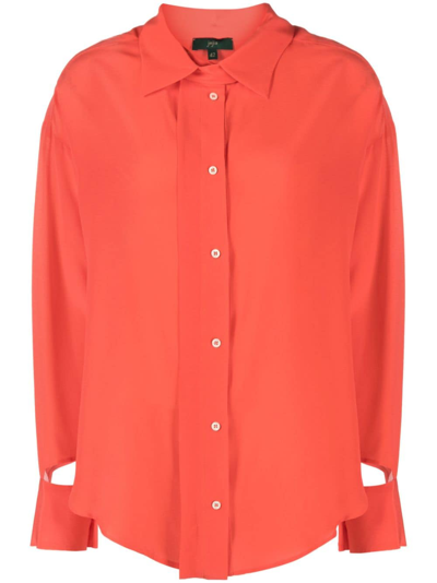 Shop Jejia Long-sleeve Silk Shirt In Red