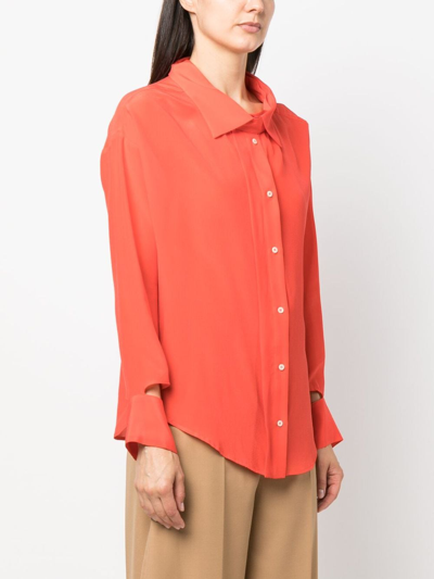 Shop Jejia Long-sleeve Silk Shirt In Red