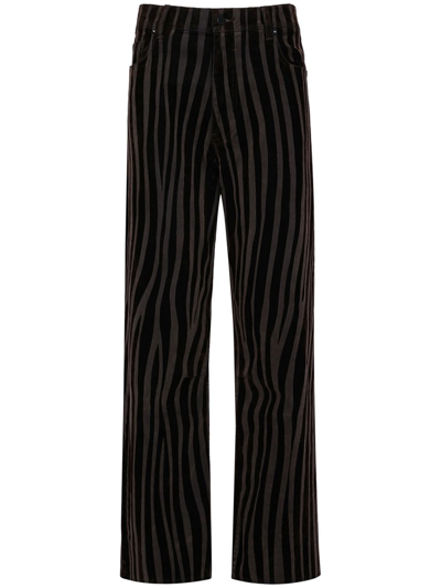 Shop Rta Striped Straight-leg Cropped Trousers In Black