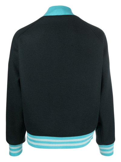 Shop Awake Ny Logo-print Wool-blend Bomber Jacket In Blue