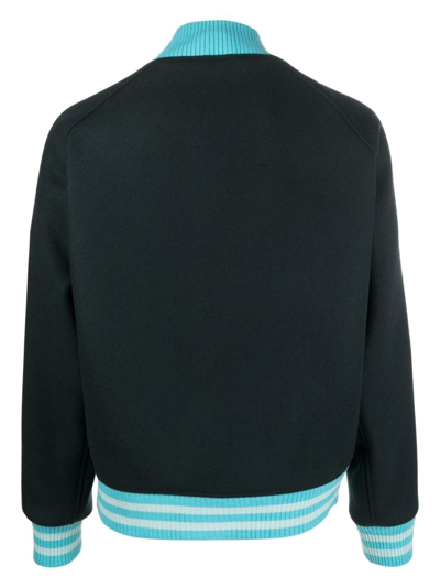 Awake Ny Logo-print Wool-blend Bomber Jacket In Blue