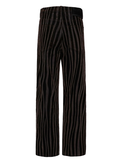 Shop Rta Striped Straight-leg Cropped Trousers In Black