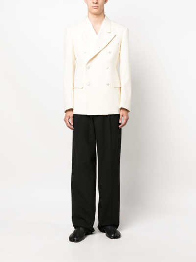 Maison Margiela Double-breasted Mohair-silk Blend Blazer In Neutrals