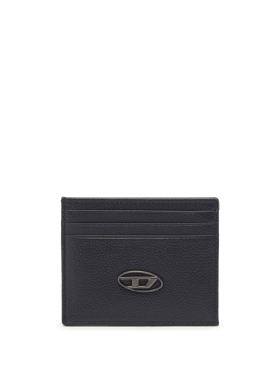 Shop Diesel Logo-plaque Leather Cardholder In Black