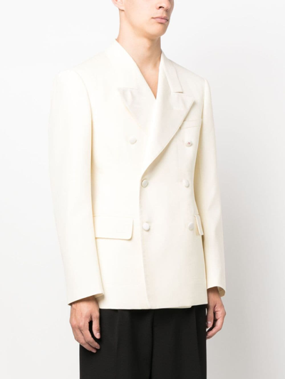 Maison Margiela Double-breasted Mohair-silk Blend Blazer In Neutrals