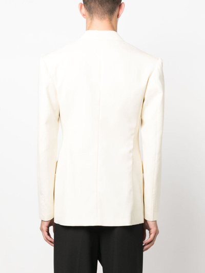 Maison Margiela Double-breasted Mohair-silk Blend Blazer In Neutrals