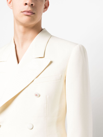 Maison Margiela Double-breasted Mohair-silk Blend Blazer In Neutrals
