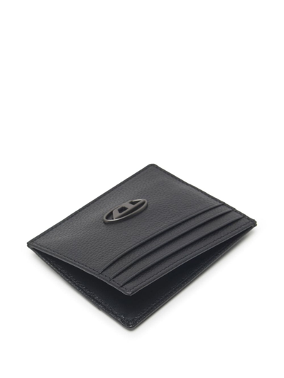 Shop Diesel Logo-plaque Leather Cardholder In Black