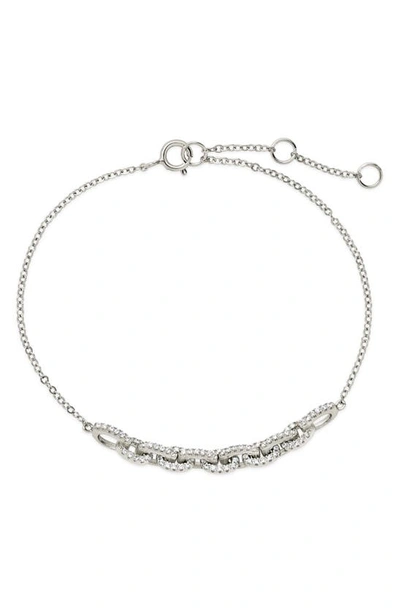 Sterling Forever Harper Pavé Cubic Zirconia Link Bracelet In Silver