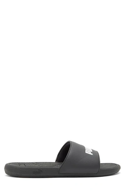 Puma Cool Cat New Logo Slide Sandal In  Black- White