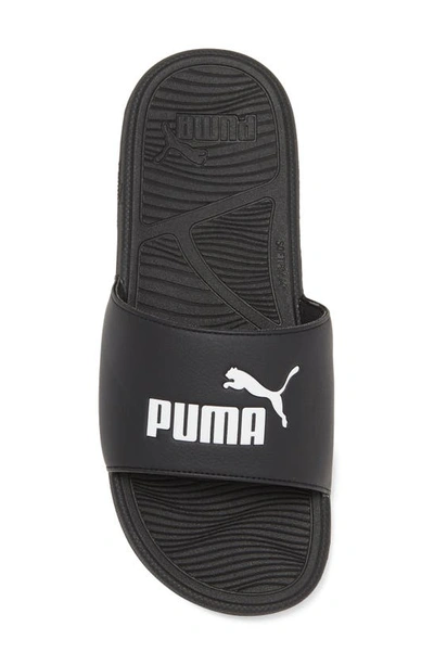 Puma Cool Cat New Logo Slide Sandal In  Black- White
