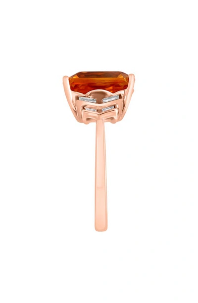 Shop Effy 14k Rose Gold Emerald Cut Citrine & Diamond Ring In Orange