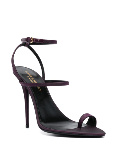 Shop Saint Laurent Dive 110mm Satin Sandals In Purple