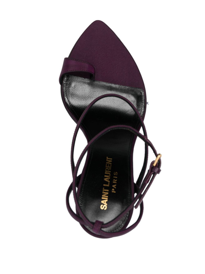 Shop Saint Laurent Dive 110mm Satin Sandals In Purple
