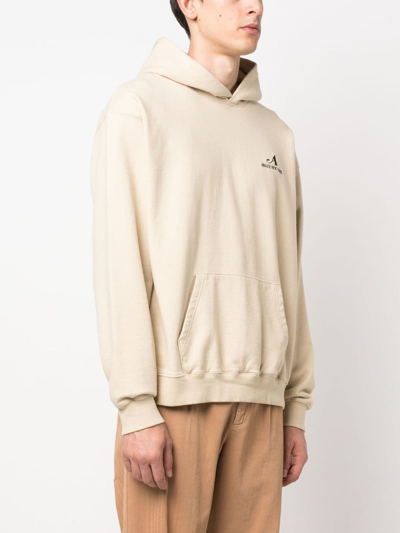 Shop Awake Ny Embroidered-logo Cotton Hoodie In Nude