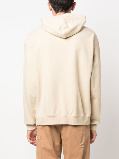 Shop Awake Ny Embroidered-logo Cotton Hoodie In Nude