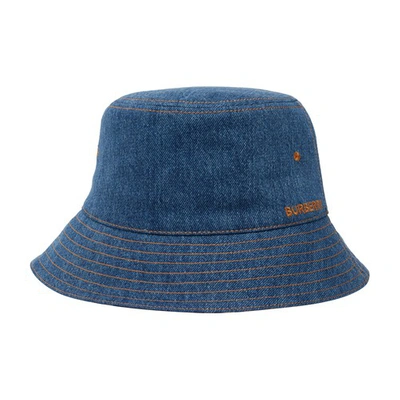Shop Burberry Washed Denim Bucket Hat In Washed_indigo