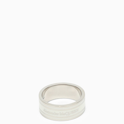 Shop Alexander Mcqueen | Ivory Ring With Logo In White
