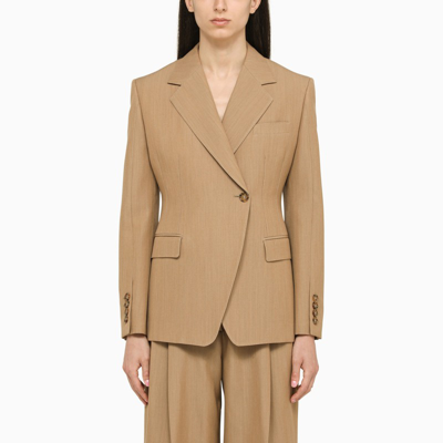 Shop Burberry | Camel Wool Double-breasted Jacket In Beige