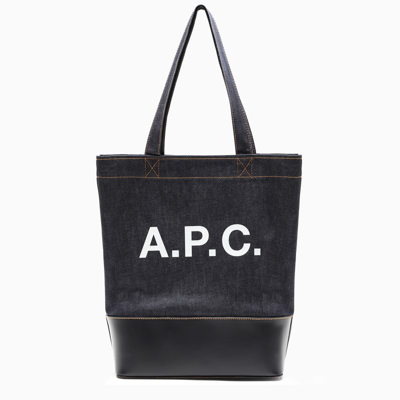 Shop Apc Axelle Tote Bag In Denim And Leather In Blue