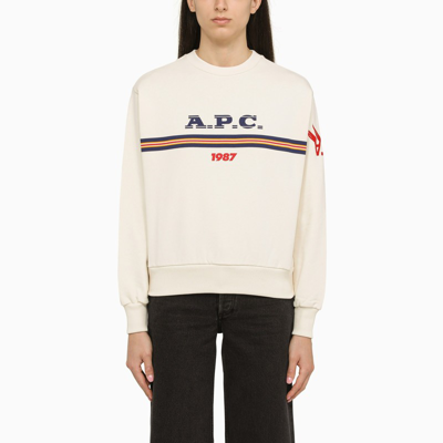 Shop Apc Maxine Ecru Sweatshirt With Logo In Beige