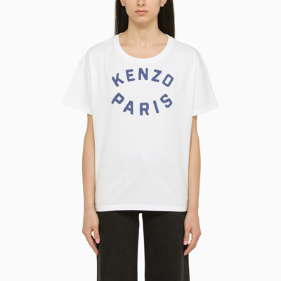 Shop Kenzo White T-shirt With Logo Print In Multicolor