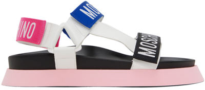 Shop Moschino Multicolor Logo Tape Sandals In 10a Fantasy Color
