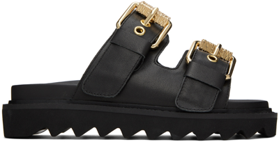 Shop Moschino Black Logo Sandals In 000 Nero