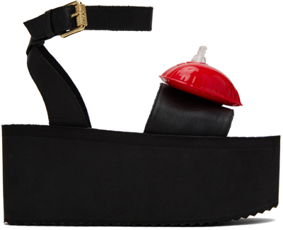 Shop Moschino Black Inflatable Heart Sandals In 000 * Nero