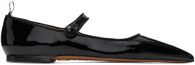 Thom Browne Pointed Thom John Flat In Soft Patent Leather In 001 Black