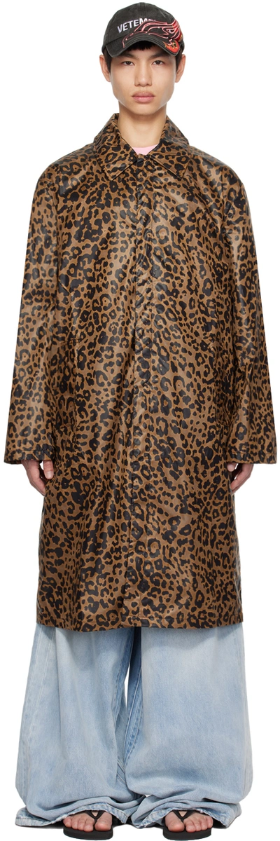 Shop Vetements Tan Leopard Coat