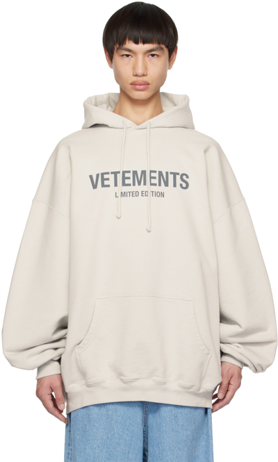 Shop Vetements Gray 'limited Edition' Hoodie In Oyster Mushroom