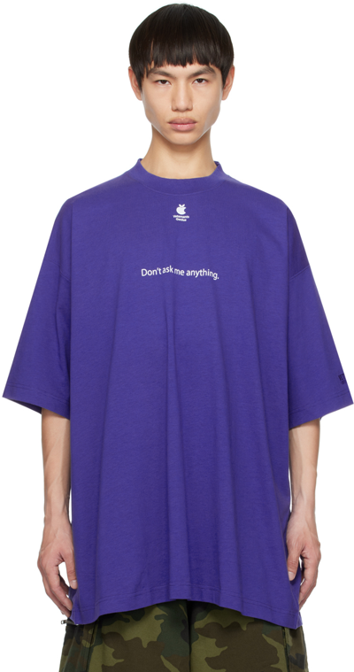 Shop Vetements Blue 'don't Ask Me Anything' T-shirt In Royal Blue
