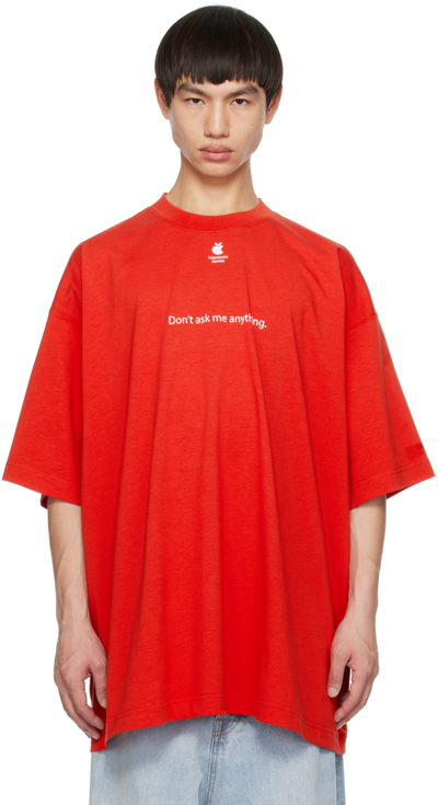 Shop Vetements Red 'don't Ask Me Anything' T-shirt